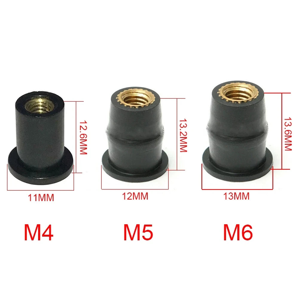 Metric Wellnut Fairing Cowl Fastener Honda M4 M5 M6 Windshield Screws Zpaxo