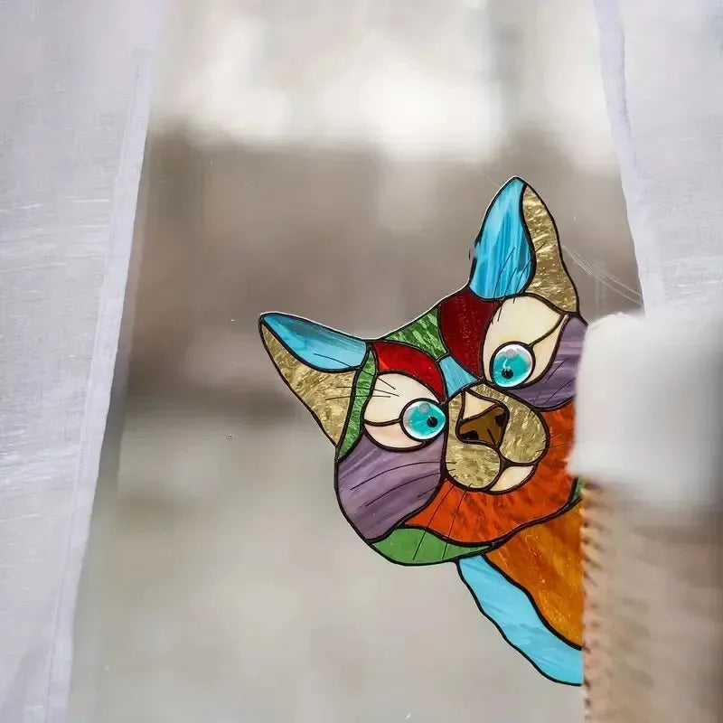 Waterproof Moisture-proof Glass Film Cat Peeping Design Self-adhesive