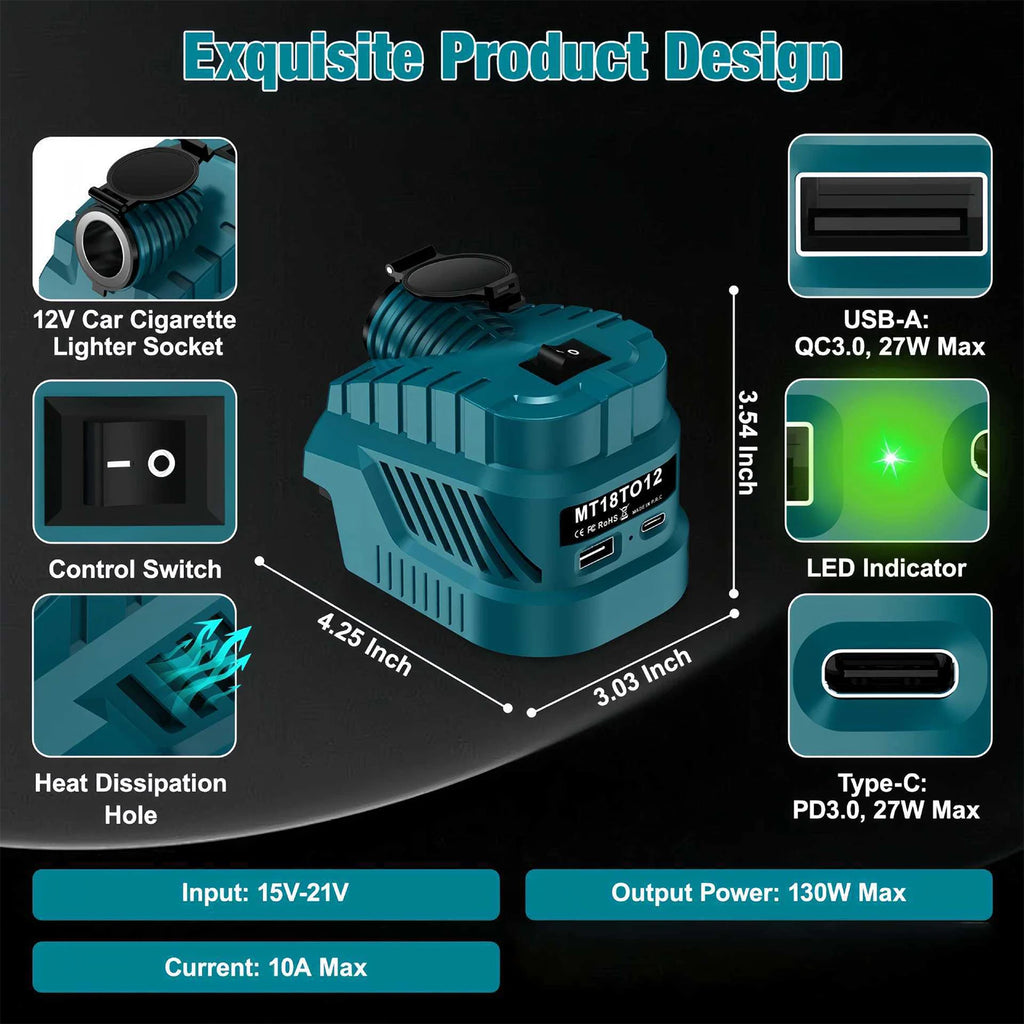Makita 18V Battery Vehicle Refrigerator Power Supply 240W Cigarette