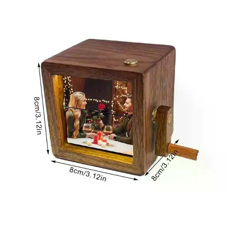 Hand Motion Page-turning Photo Machine Decorative Easy To Install Luminous Hand Crank Photo Flip Book Frame 8/16 Photos Zpaxo