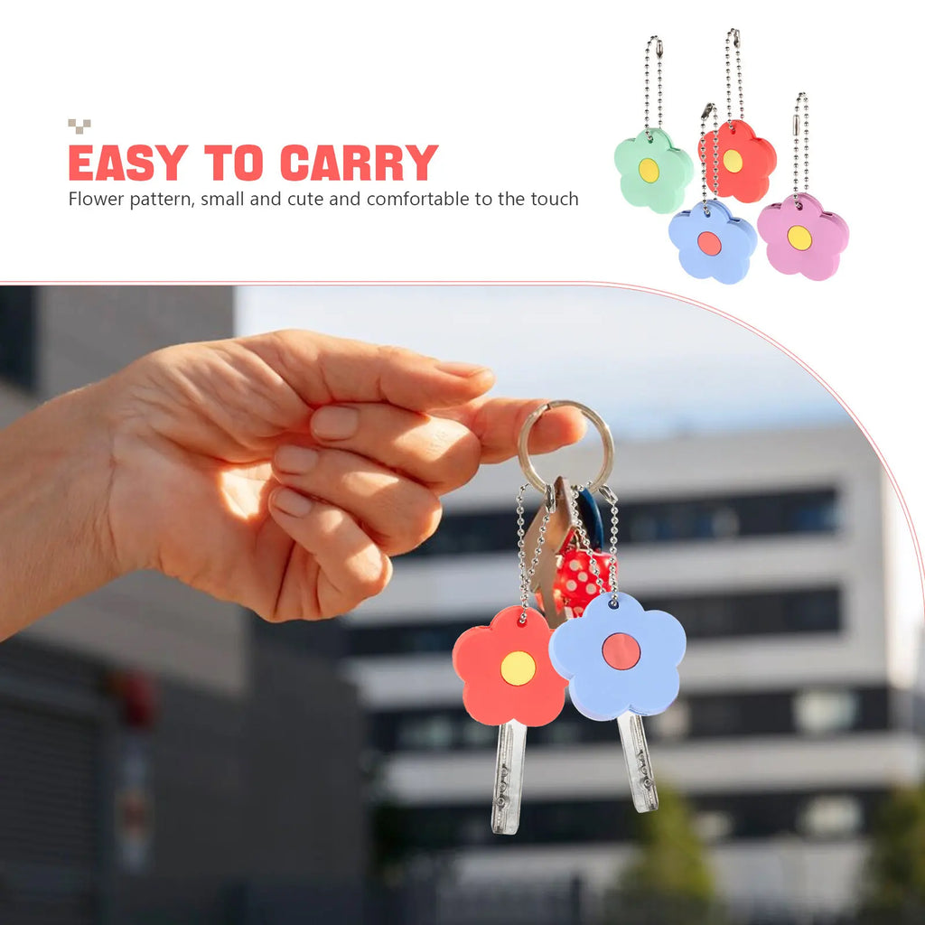 Key Covers Cute Flower PVC Protector Sleeve Home Identifier Caps