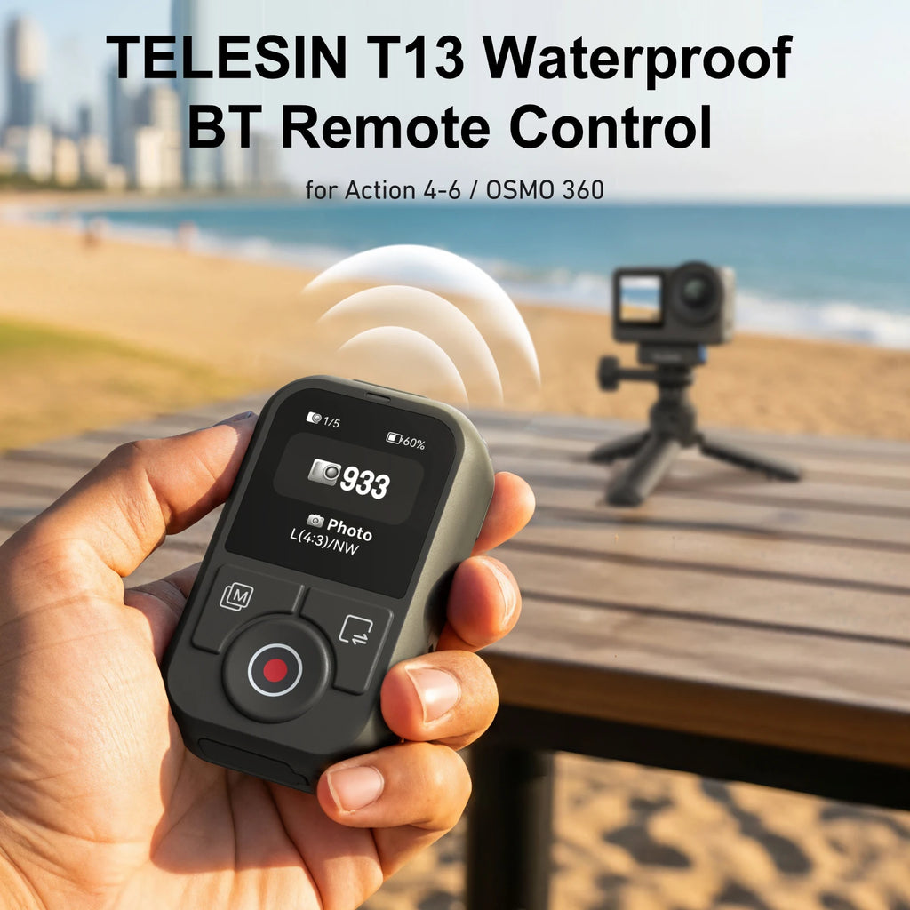 60M Small BT Remote Control Wrist Strap Waterproof Sports Camera RC