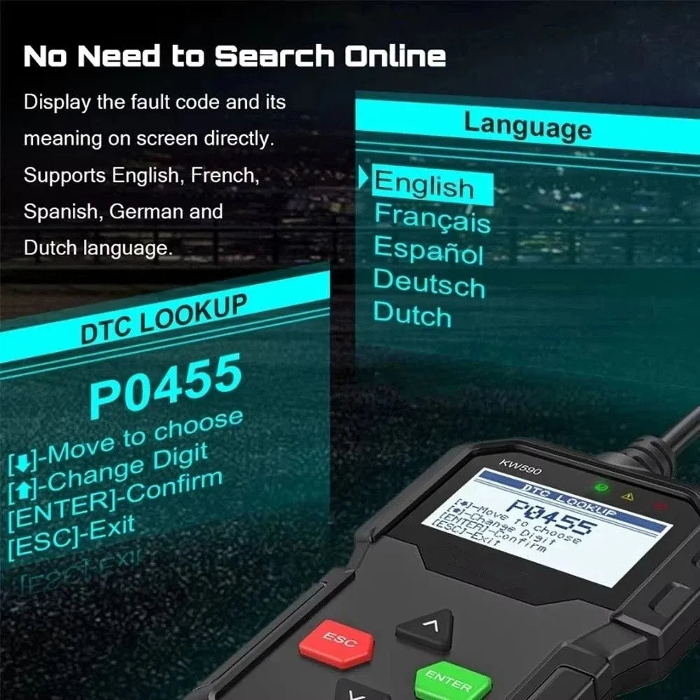 Universal Car Fault Diagnosis Instrument OBD 2 Accurate Car Fault Code Reader Read and Erase Fault Code Efficient Zpaxo