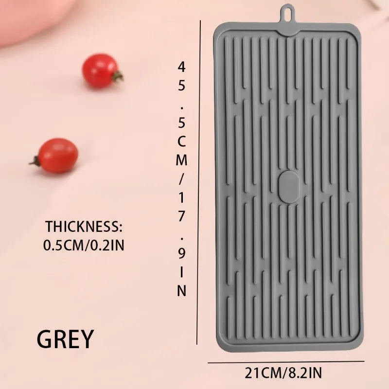 Silicone Roll-up Dish Drying Mat Non-slip Easy Clean Hanging Hole