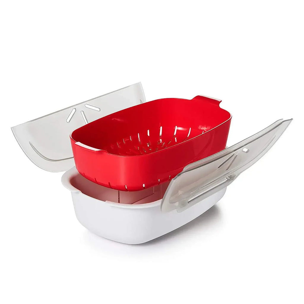 Microwave Steamer with Lid – Dumplings, Buns & Fish Steamer Microwave Steamer Zpaxo red