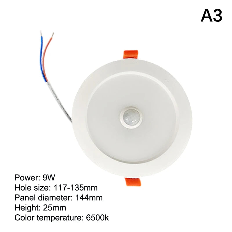 Human Body Motion Sensor Spot LED Downlight Lamparas 220V Ceiling Zpaxo 9W