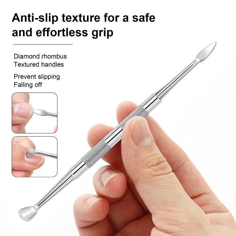 Nail Circle Beveled Head Cuticle Pusher Stainless Steel Art Sanding