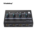 4 Channel Professional Headphone Amplifier Support Mono/Stereo Audio Amp with RCA & 3.5mm & 6.35mm Input for Studio and Stage Zpaxo with EU Plug