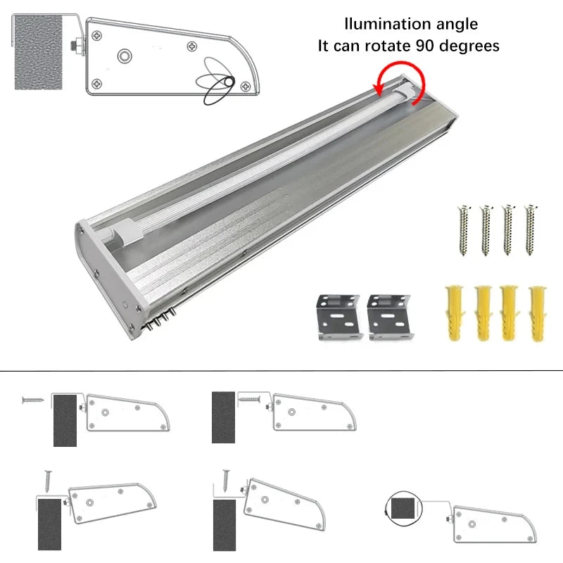 Solar LED Wall Lamp Waterproof Aluminum Tube Billboard Lights Garden Zpaxo