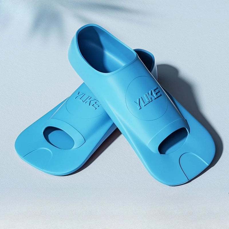 Swimming Fins Men's and Women's Freestyle Children's Silicone Short Adult Lightweight Professional Diving Training Equipment Zpaxo Sky Blue XXS