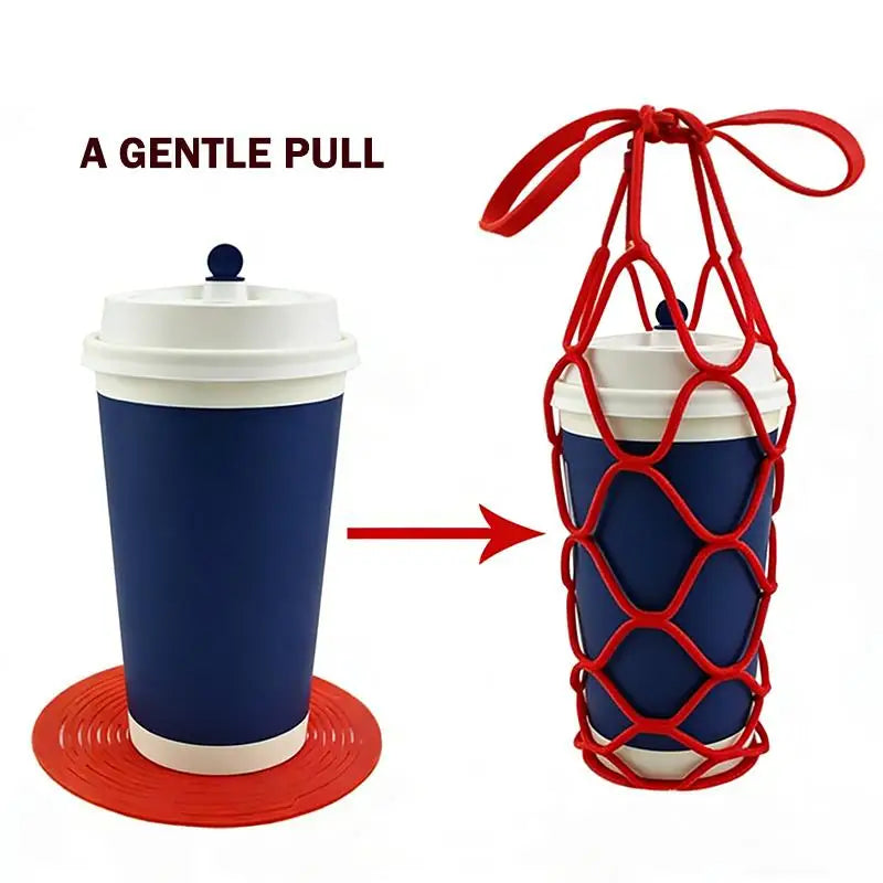 Silicone Hollow Out Milk Tea Packaging Bag Reusable Coffee Beverage Pouch with Cute Design for Work and School Zpaxo