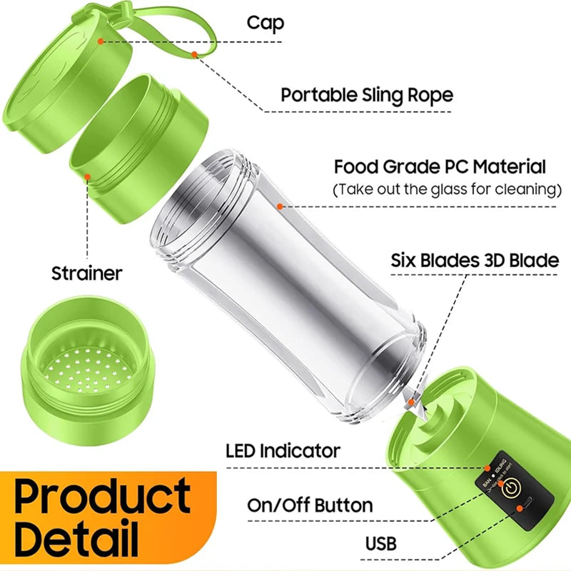 380ml household juice mixer mini electric juicer USB rechargeable smoothie shake mixer portable juicer household appliances Zpaxo