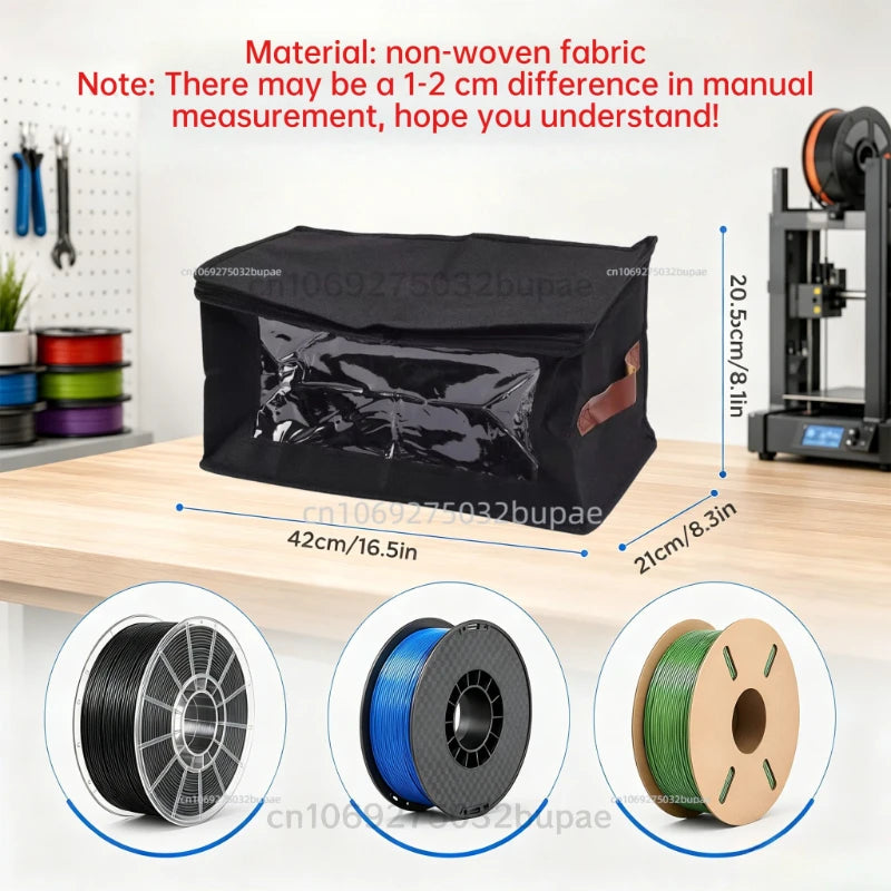 3D Printer Filament Storage Bag nonwoven fabric Transparent Window Dustproof Moisture Resistant Organizer Workshop Home Office Zpaxo