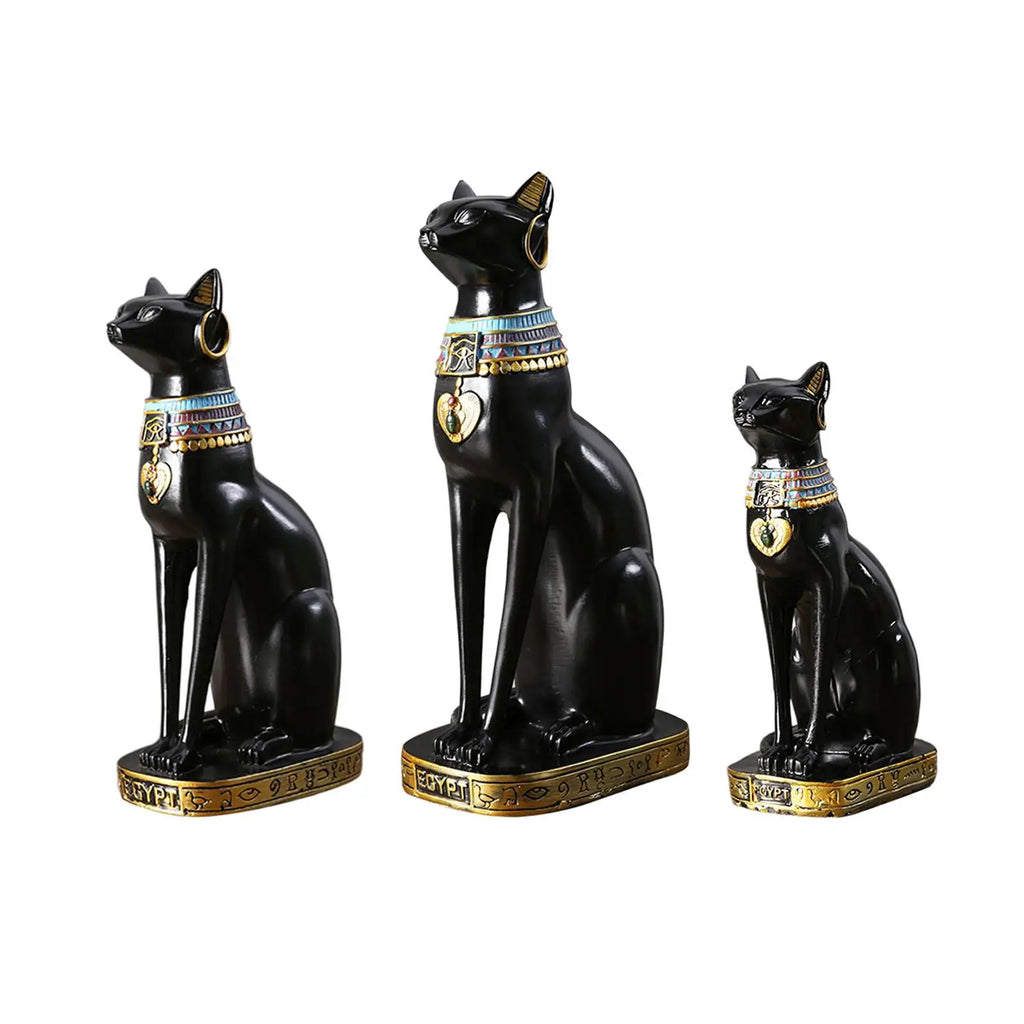 Egyptian Cat Goddess Bastet Statue Ornament Egypt Collectible Animal Sculpture Figurine for Office Shelf Table Desk Cabinet Zpaxo