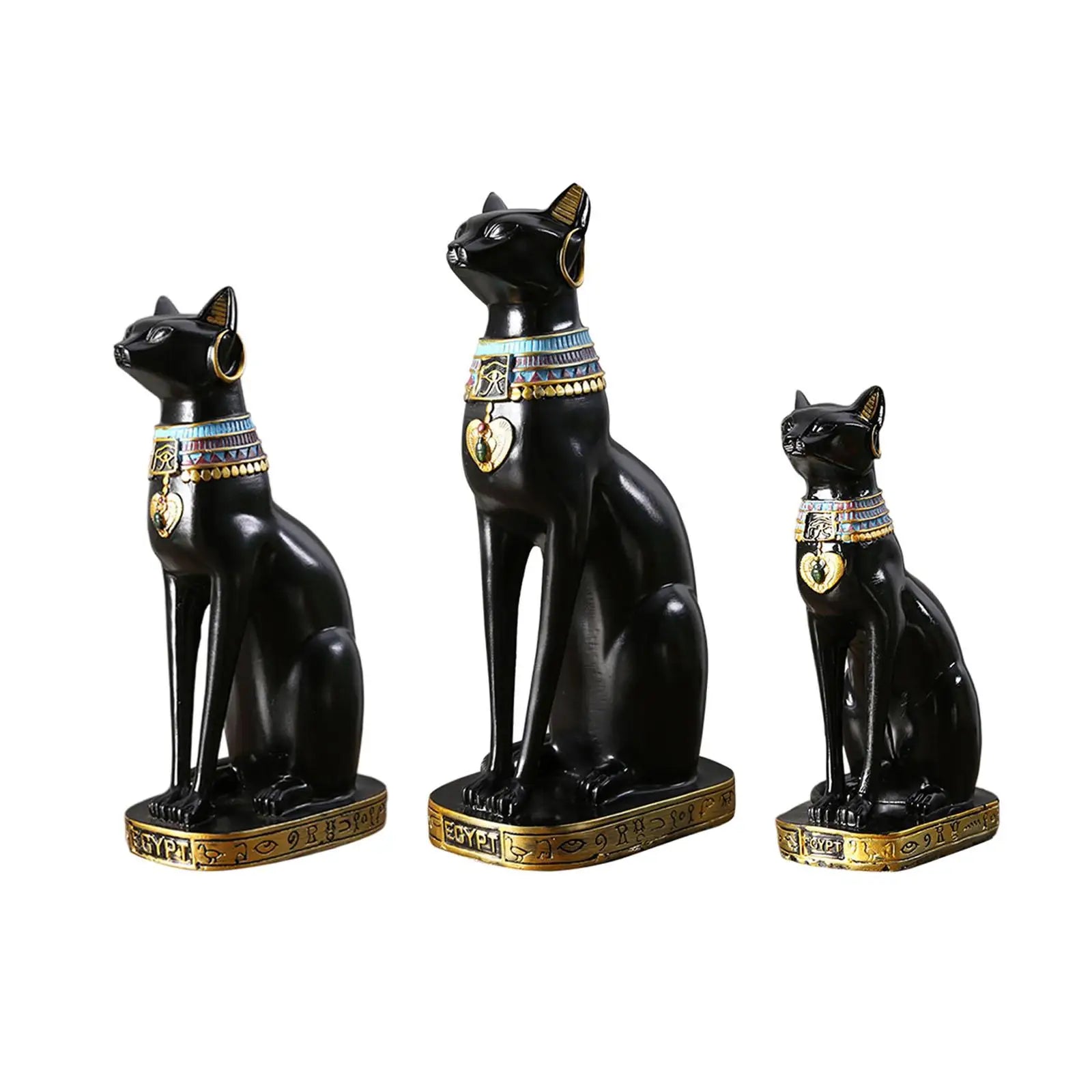 Egyptian Cat Goddess Bastet Statue Ornament Egypt Collectible Animal Sculpture Figurine for Office Shelf Table Desk Cabinet Zpaxo