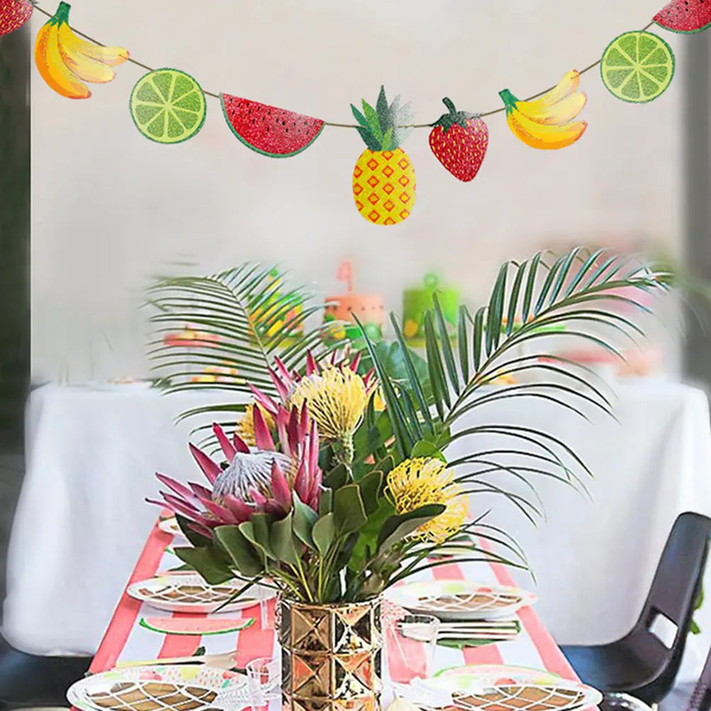 Handmade Fruit Shape Party Banner Kit Summer Theme Decoration for Birthday Wedding Baby Shower Photo Prop Festive Home Zpaxo