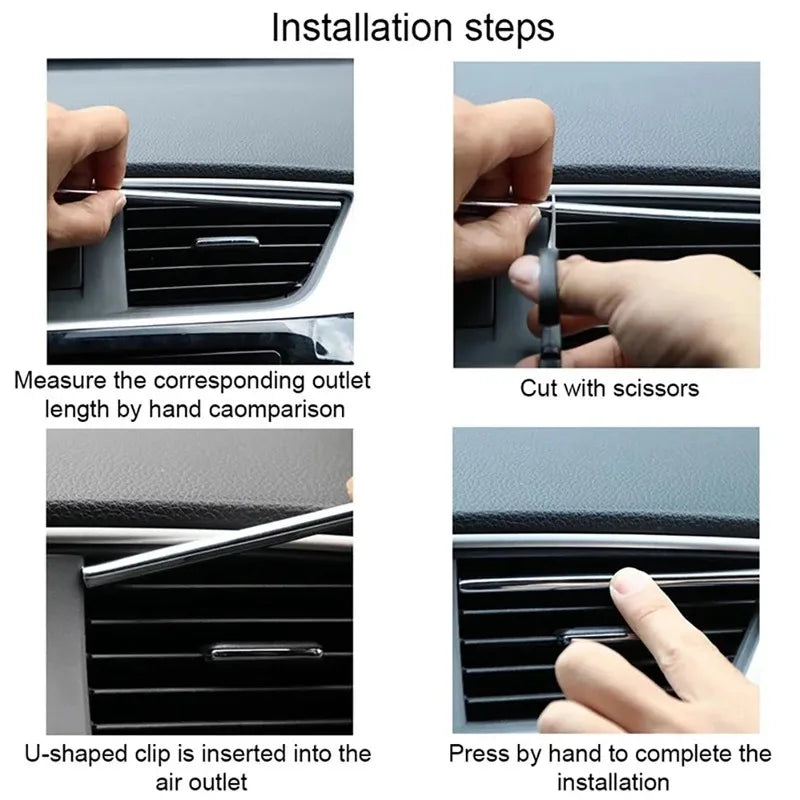 Car AC Vent U-Shape Trim Strips – Interior Moulding Decor 10/20pcs
