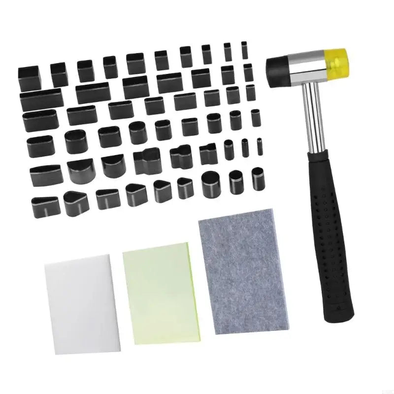 Leather Tools Leather Carving Tool Leather Stamping Tools with Hammer Cutting Mat Leather Hole Tool for Craft Zpaxo