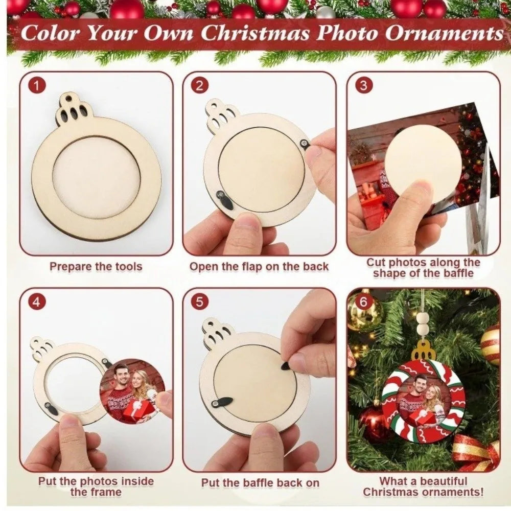 6-Pack Wooden Christmas Frame Ornaments – DIY Coloring Pendants Christmas DIY Ornaments Zpaxo
