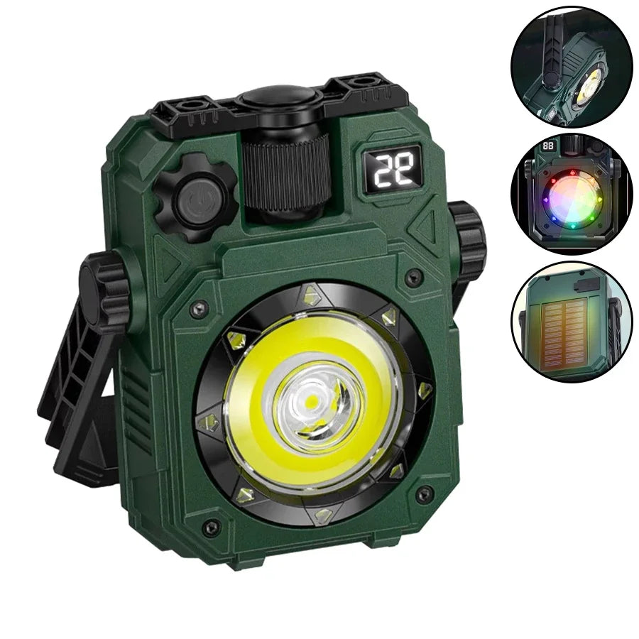 3600mAh Rechargeable COB Work Light – Magnetic Camping Torch Rechargeable Work Light Zpaxo Green 1PC