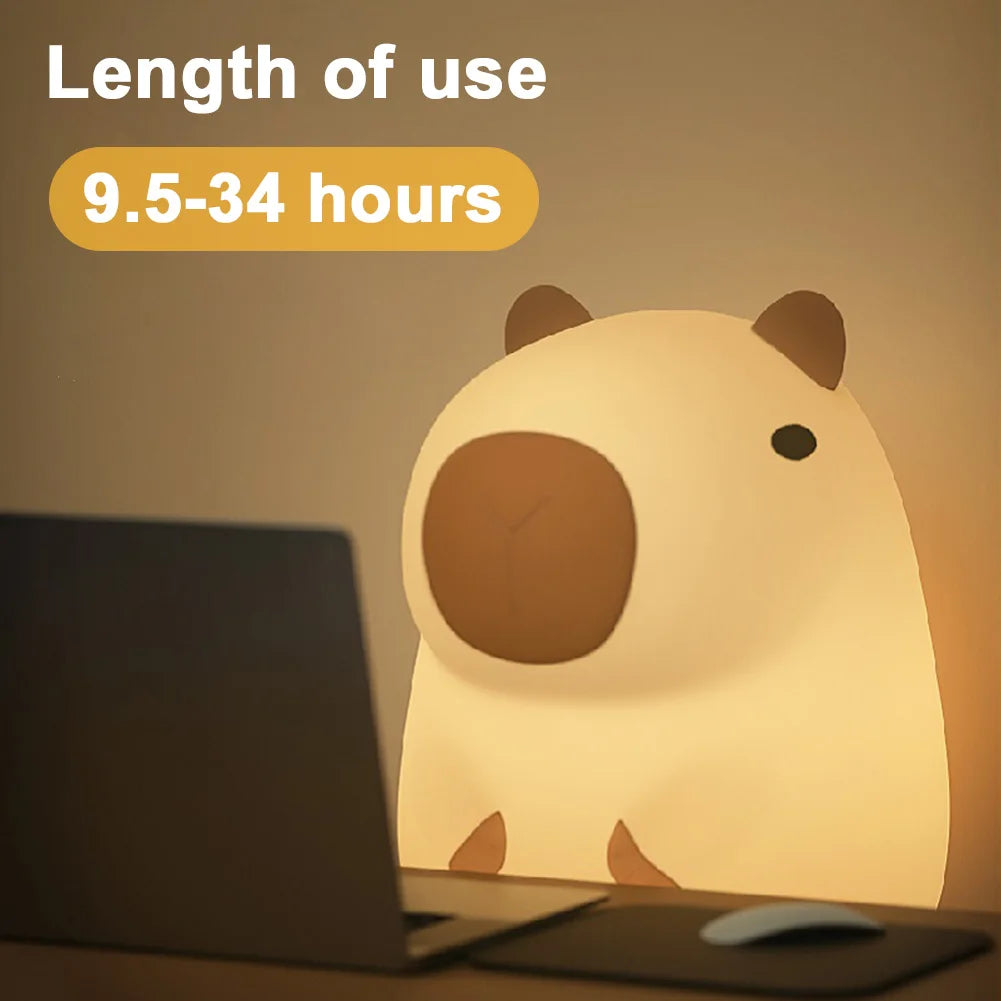 Capybara Night Light Cartoon Pat 2 Gear Silicone Sleeping USB