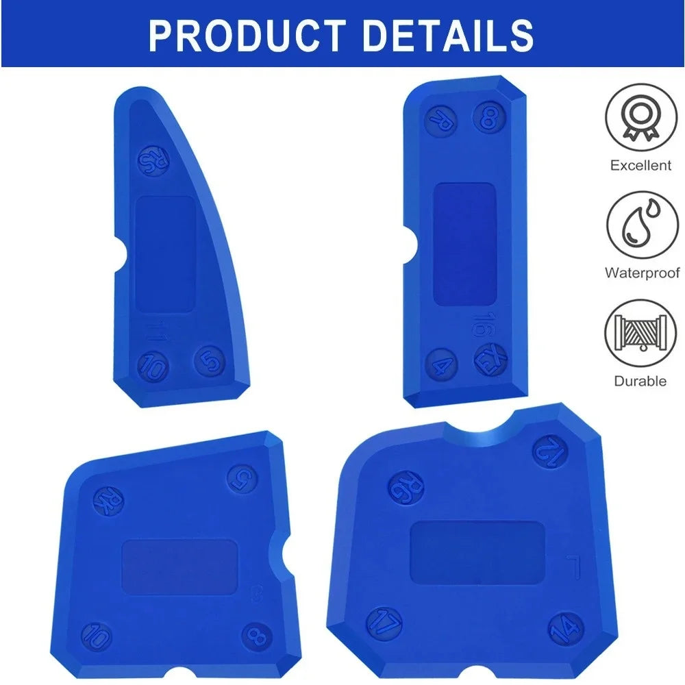 4-Piece Silicone Caulking Tool Set – Sealant Finisher & Scraper Caulking Tool Set Zpaxo