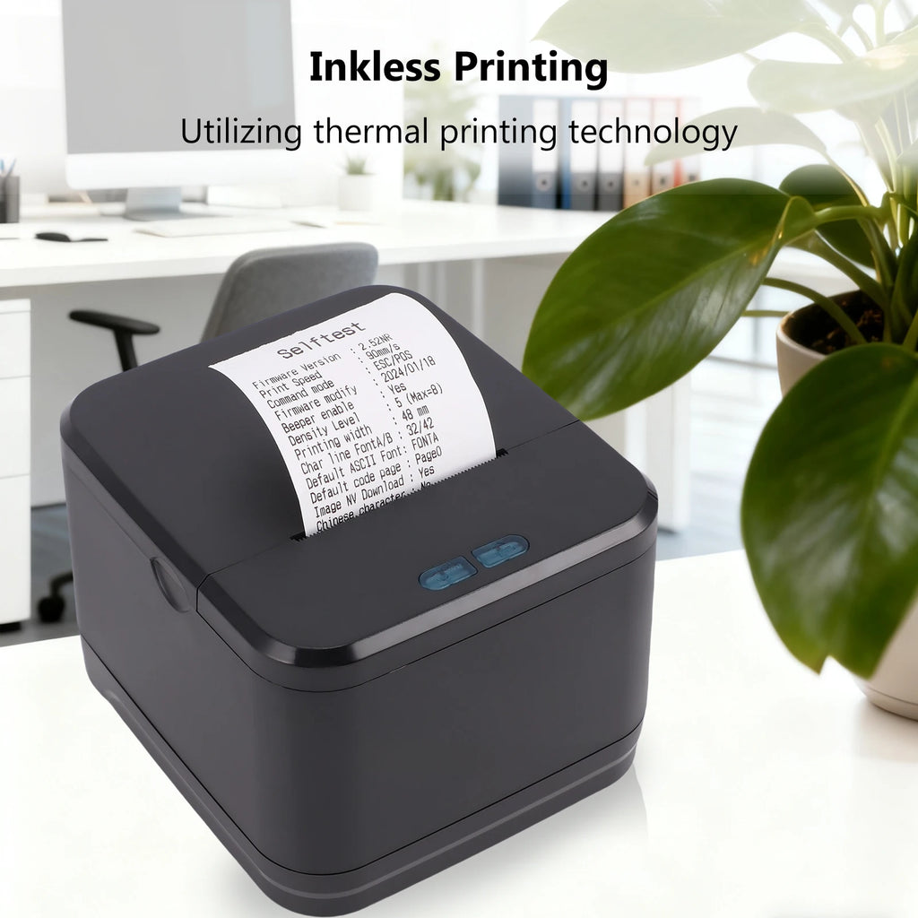 58MM Thermal Receipt Printer Wireless Printing Machine Bluetooth+USB+LAN Interface Compatible with Win Android IOS for Store Zpaxo