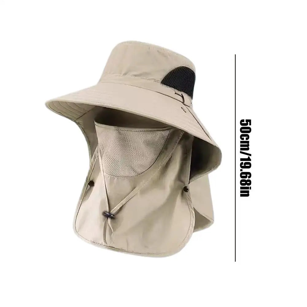 UV Protection Wide Brim Fishing Sun Hat with Neck Flap Outdoor Sun Hat Zpaxo Khaki