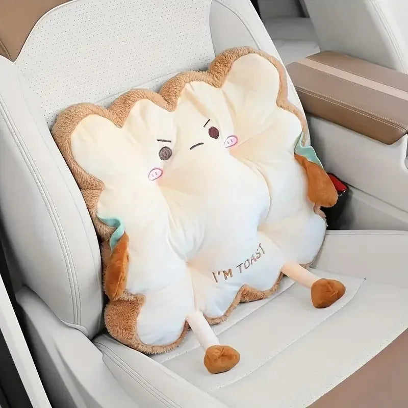 Comfy Cartoon Toast-shaped Seat Back Cushion Washable Anti-fatigue