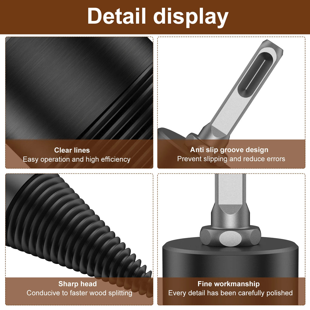 1/2PC Firewood Log Splitter 32/42mm Sturdy High-Carbon Steel Wood Log Splitter Screw Cones Drill Bit with Hex/Round/Square Shank Zpaxo