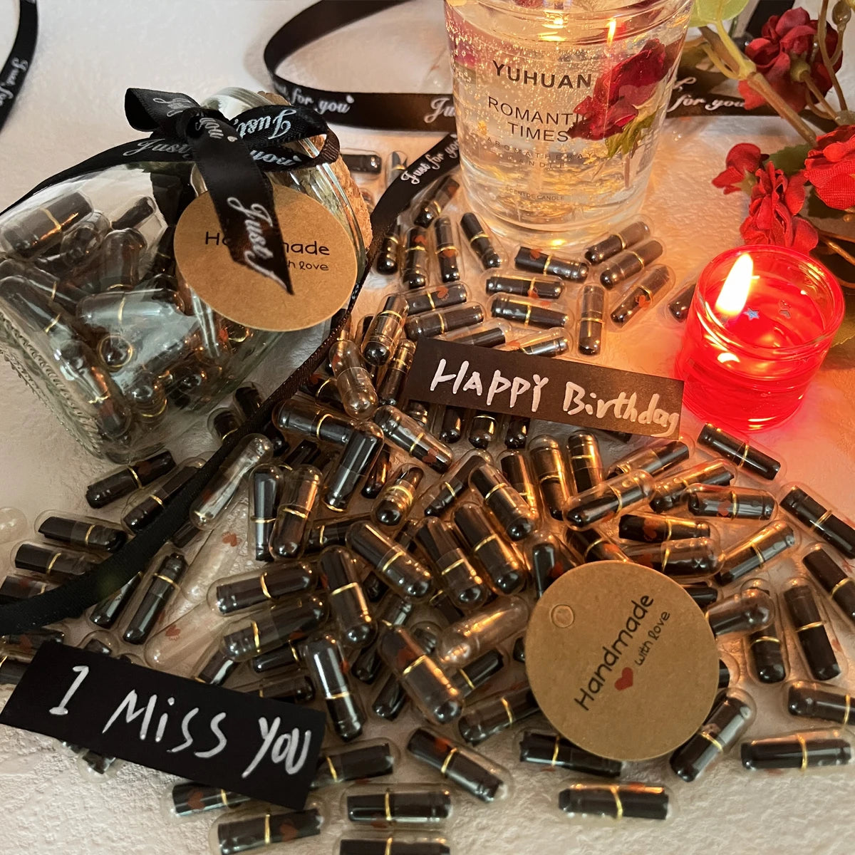 100pcs Message Capsule In Bottle Transparent Letter Love Pill Emoticon Smile Pills With Roll Paper Wedding Valentine's Gift Zpaxo