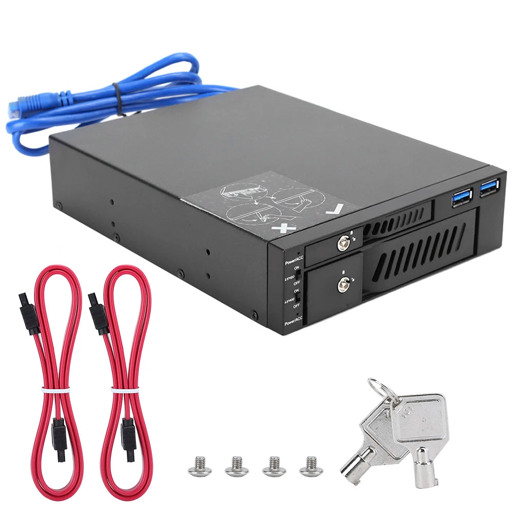 2 5 3 Hard Drive Enclosure Disk Mobile Rack Case Dual Optical