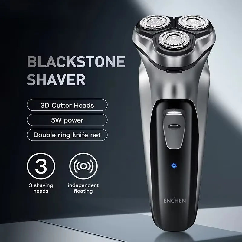 Blackstone Electrical Rotary Shaver for Men 3D Floating Blade Washable USB Rechargeable Shaving Beard Machine Zpaxo BLACKSTONE