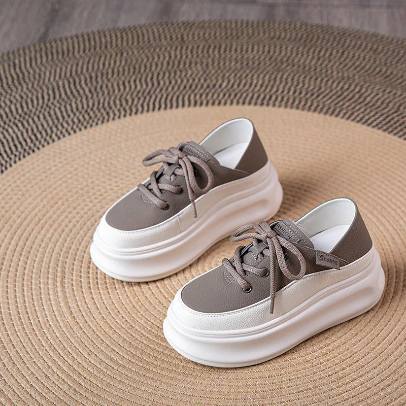 Two Tone Block Slip Back Platform Sneakers Women Foldable Heel Design Zpaxo
