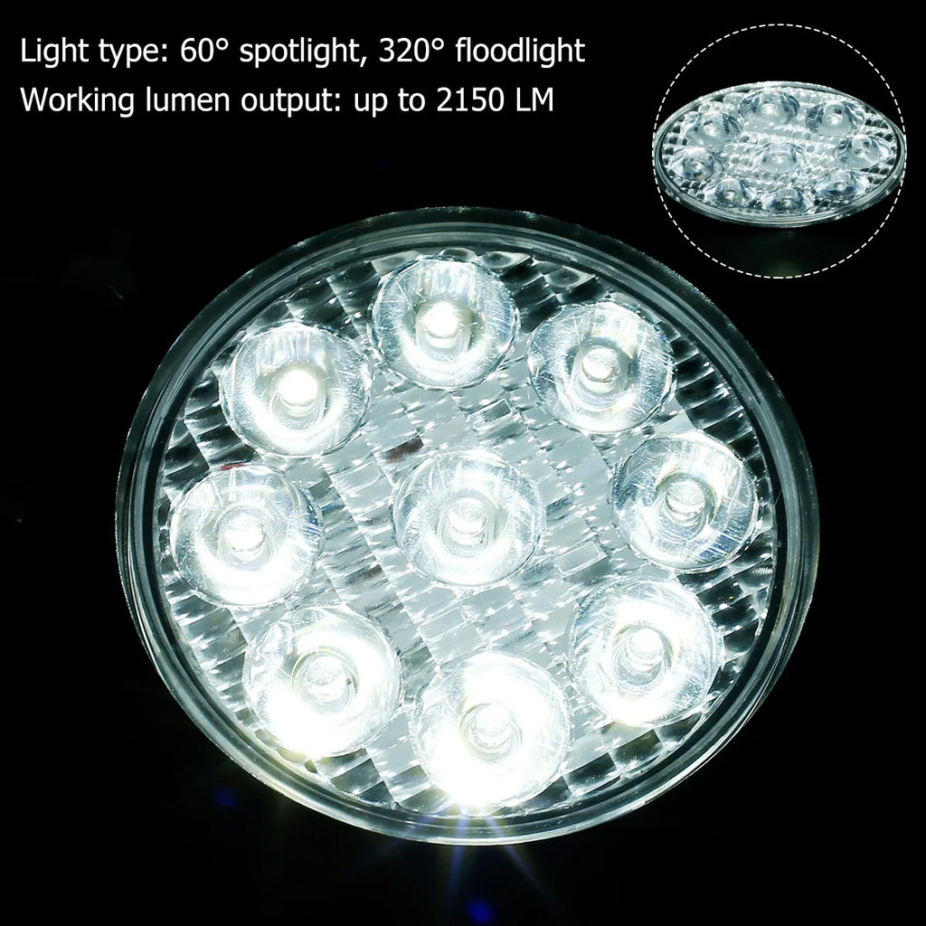 2/4Pcs 480W Work Light Car Truck LED Headlight Round 9 LED Light 6000K 5000LM Headlamp for Off-road Auto Car Van Truck SUV IP68 Zpaxo