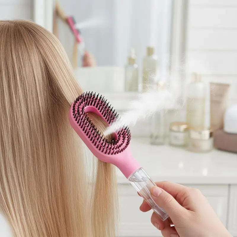 Spray Hair Brush Refillable Liquid Water Paddle Comb Anti Static Soft Zpaxo