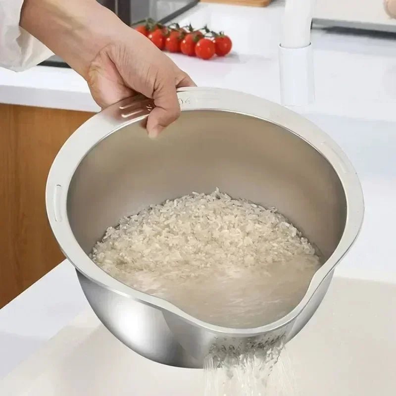Stainless Steel 304 Rice Washer Strainer Bowl & Colander Kitchen Colander Strainer Zpaxo