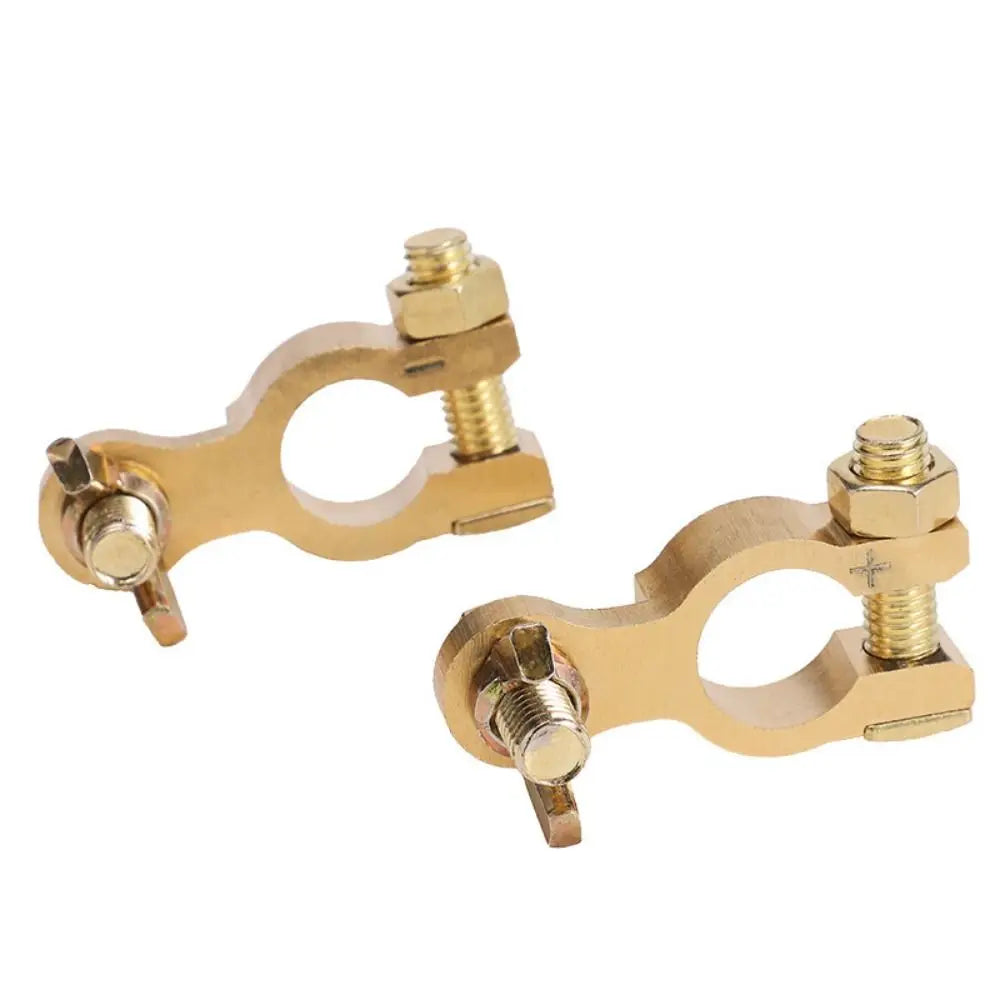 2Pcs Anti-Leakage Brass Battery Terminals Positive & Negative Thickened Auto Battery Clamp Corrosion Resistant Zpaxo