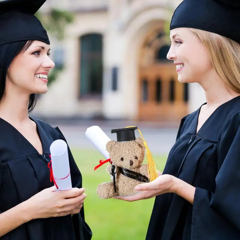 Stuffed Graduation Bear 5.1 Inch Plush Bear With Hat And Certificate Graduation Souvenir Animal Desktop Ornament For Zpaxo