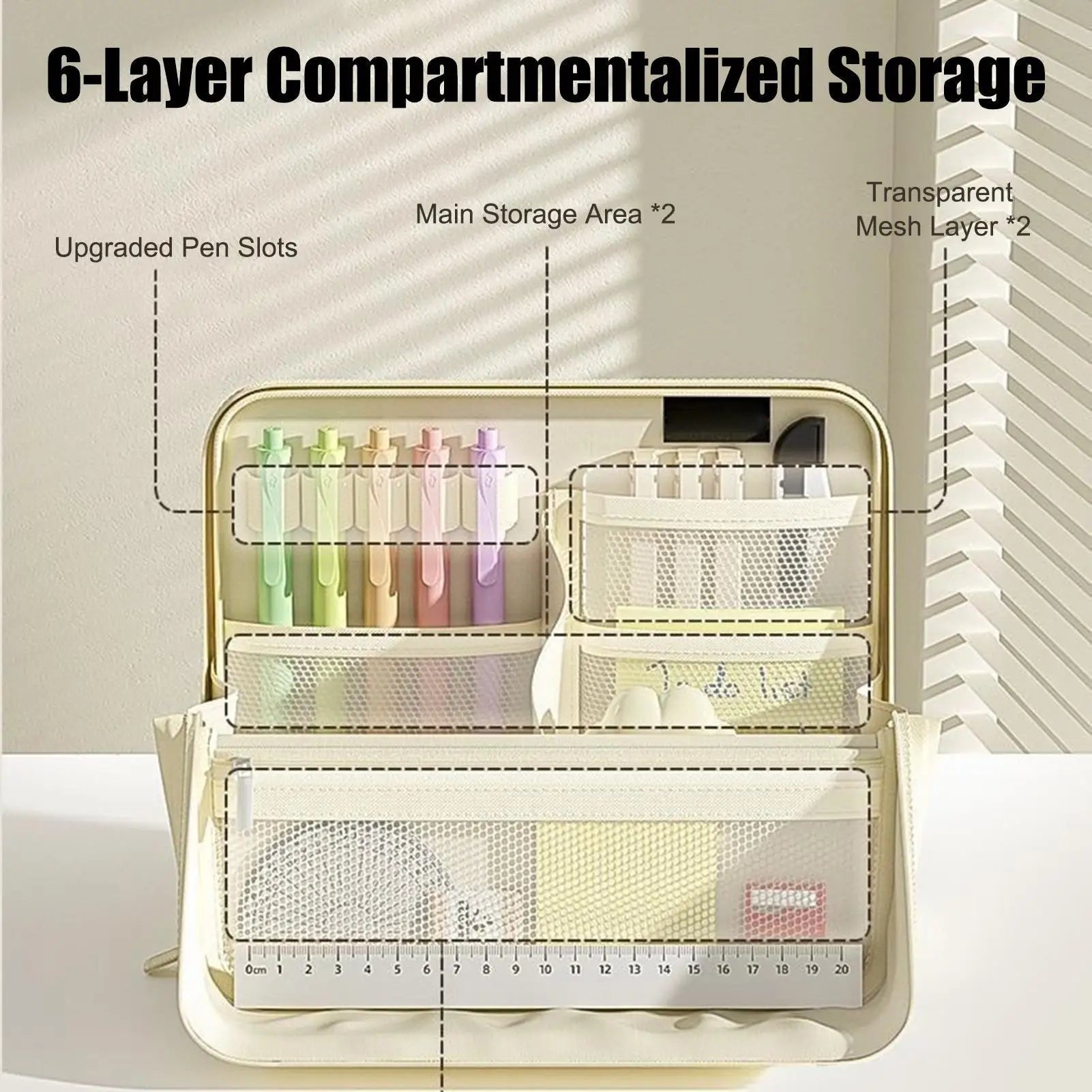 Large Capacity Pencil Case Aesthetic Waterproof Storage Organizer Standing Pencil Case Pen Holder for Stationery Supplies Home Zpaxo