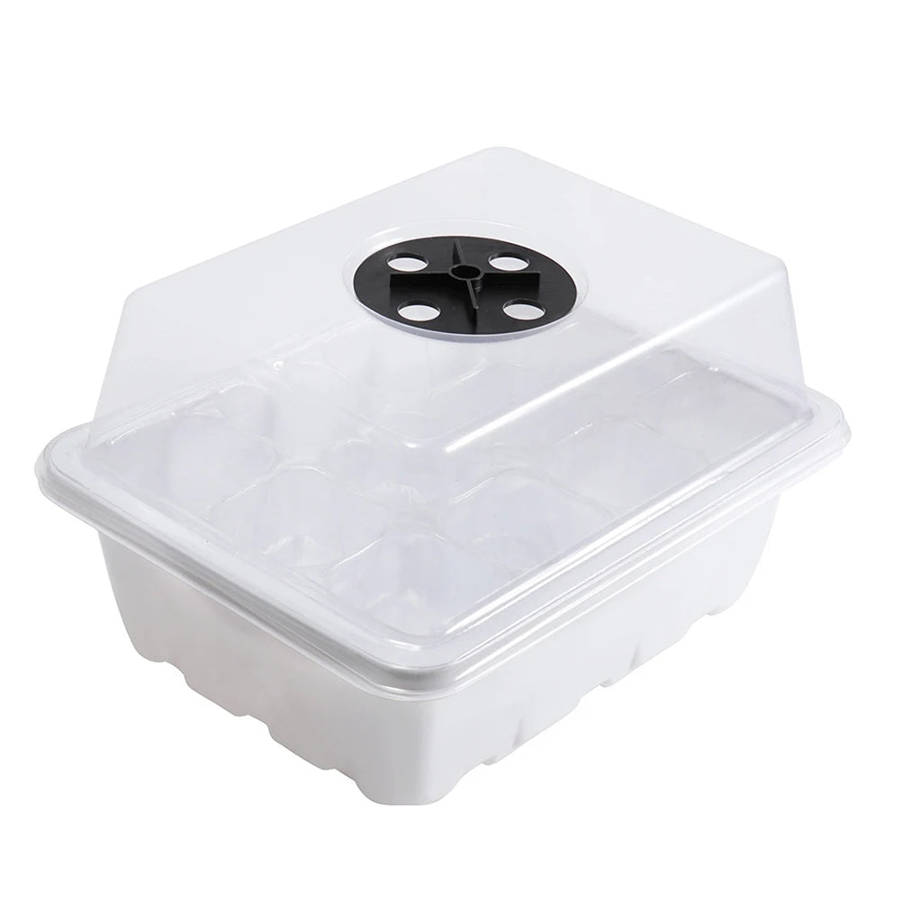 12 Holes Seed Starting Tray Humidity Dome Starter Stackable Mini