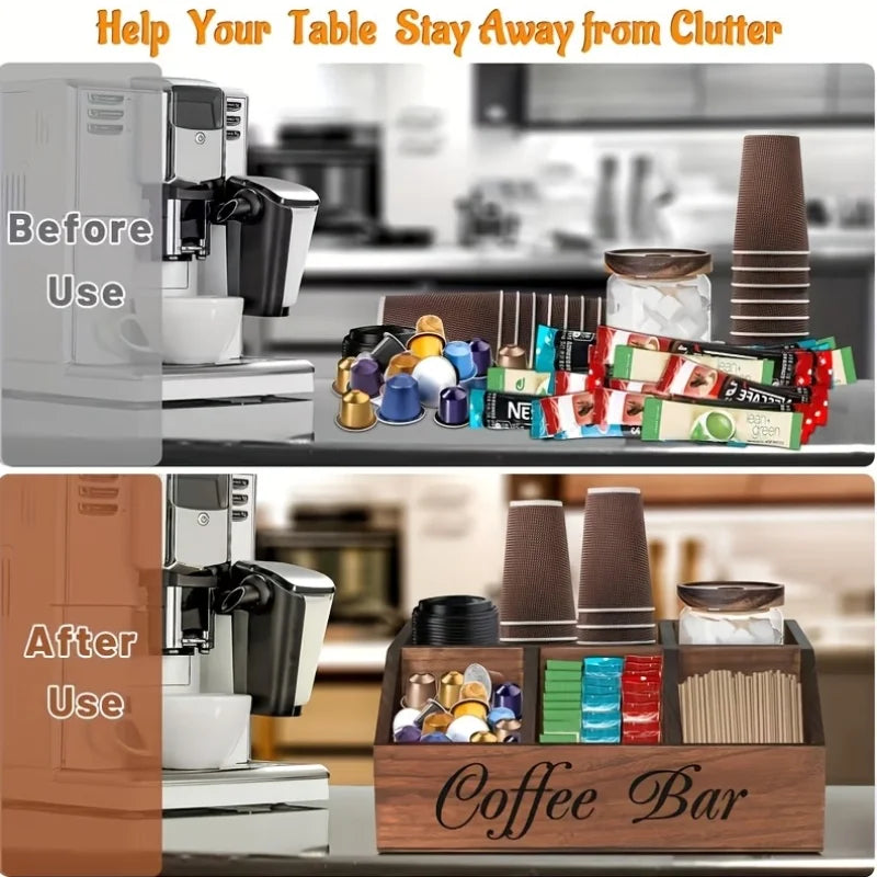 Boutique Coffee Storage Box Classic Wooden Multipurpose Organizer