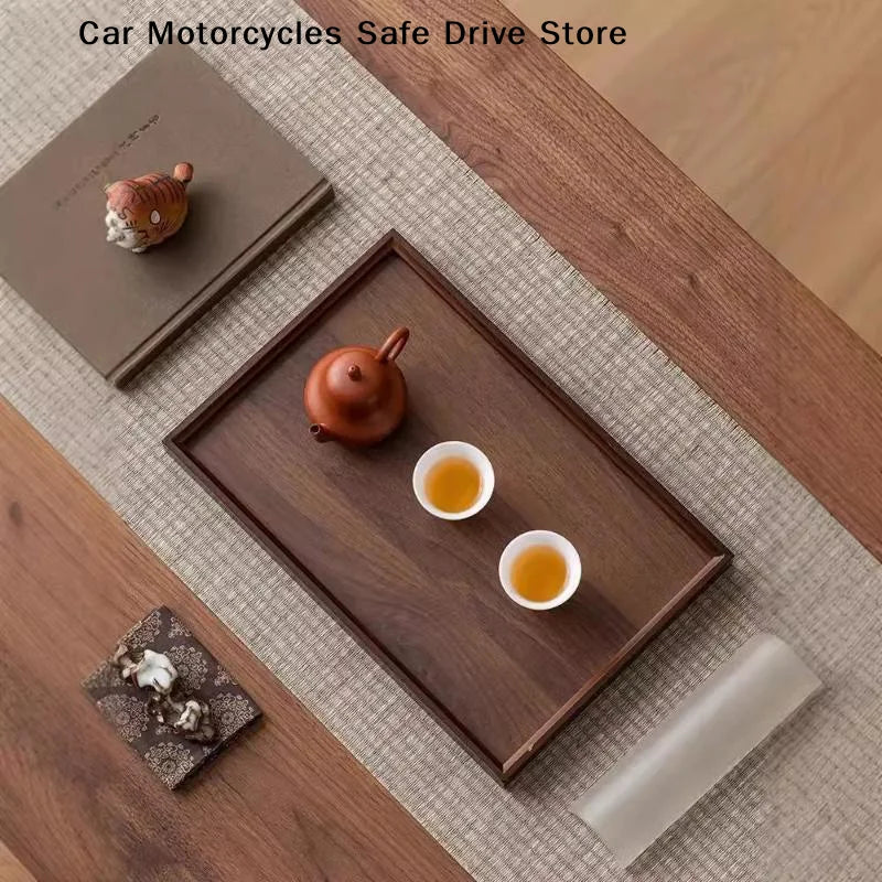 MRectangular Bamboo Wooden Decorate Tray Walnut Serving Display Plate