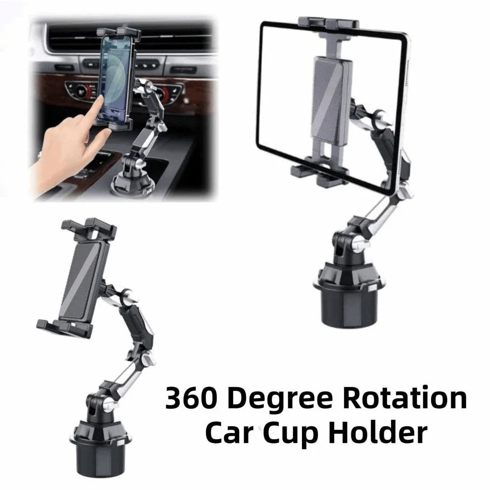 360 Degree Rotation Car Water Cup Holder Long Joint Position Zpaxo