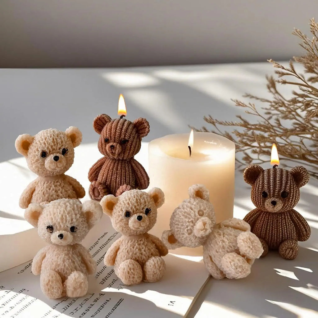 3D Bear Candle Silicone Mold DIY Heart Rose Cartoon Bear Aromatherapy Soap Gypsum Wax Clay Craft Ornament Making Gift Home Decor Zpaxo