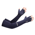 Sunscreen gloves summer ice silk anti UV half finger sleeves men's and women's fishing extended Zpaxo Blue sleeve cover