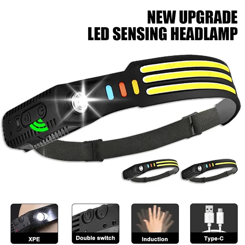 KDULIT COB LED Headlamp USB Rechargeable Waterproof Camping