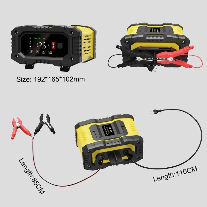 FOXSUR 12V/24V 10A Smart Battery Charger – AGM LiFePO4 GEL