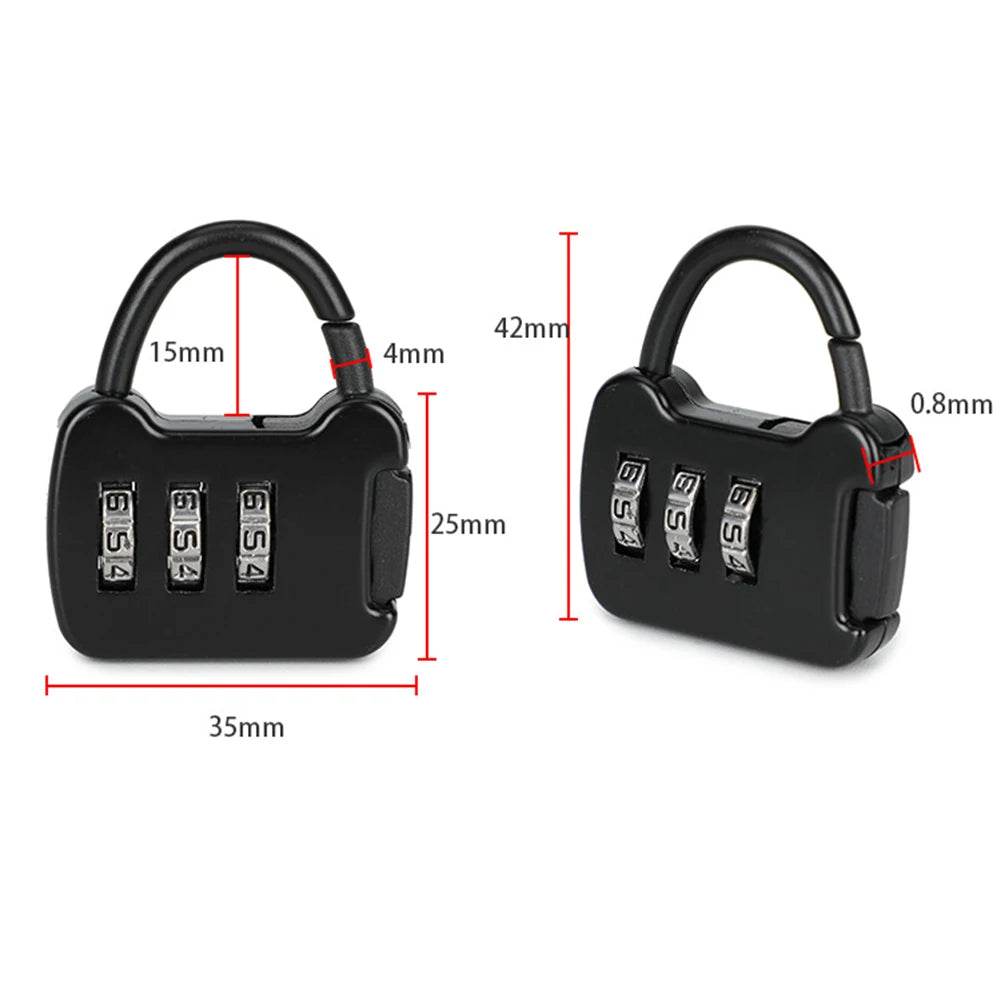 Zinc Alloy 3 Digit Code Combination Password Lock Portable Travel