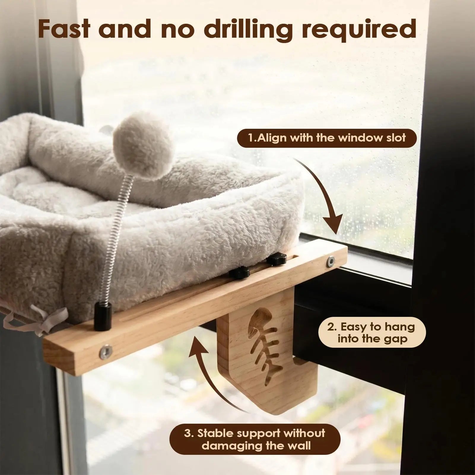 Cat Window Bed Plush Cushion Ball Resting Spot Seat Home Apartment